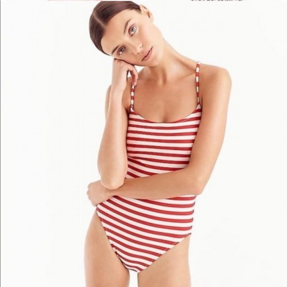 Jcrew tie back striped one piece size 8 - Picture 3 of 7